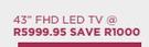 LG 43" FHD LED TV