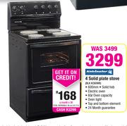 Kelvinator 4 Solid Plate Stove BLK KC60WB