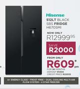 Hisense 512Ltr Black SBS Fridge H670SMI