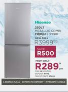 Hisense 230Ltr Metallic Combi Fridge H299BI