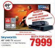 Skyworth 49" UHD Smart TV 49G6A11T + DSTV HD Decoder-Both For