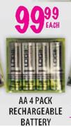 AA 4 Pack Rechargeable Battery