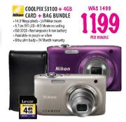 Nikon Coolpix S3100 + 4GB Card + Bag Bundle