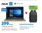 Asus VivoBook Max Notebook-On 3GB Data Price Plan 