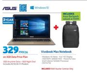 Asus Vivobook Max Notebook-On 3GB Data Price Plan Includes R218 WiFi Modem