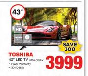 Toshiba 43" Full HD LED TV 43S2700EV