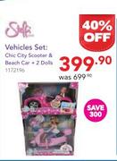 Chic City Scooter & Beach Car+2 Dolls