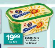 Sunshine D Lite Medium Fat Spread-1Kg Tub