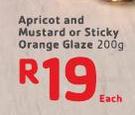 Apricot And Mustard Or Sticky Orange Glaze-200G Each