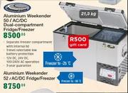Aluminium Weekender 50Ltr AC/DC Dual Compartment Fridge Freezer