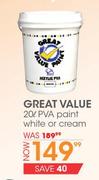Great Value 20ltr PVA Paint White Or Cream