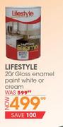 Lifestyle 20ltr Gloss Enamel Paint White Or Cream