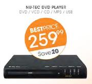 Nu-Tec DVD Player DVD/VCD/CD/MP3/USB