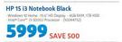 HP 15 i3 Notebook Black Including HP Backpack & Mouse