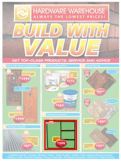 Hardware Warehouse Gauteng : Build With Value (25 Jul - 8 Aug 2016), page 1