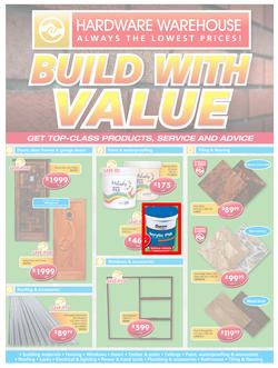 Hardware Warehouse Gauteng : Build With Value (25 Jul - 8 Aug 2016), page 1
