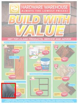 Hardware Warehouse Gauteng : Build With Value (25 Jul - 8 Aug 2016), page 1