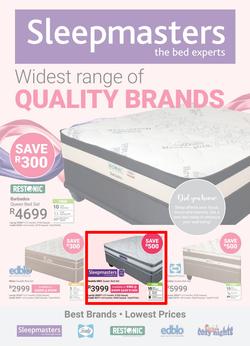Sleepmasters : Widest Range Of Quality Brands (15 Apr - 12 May 2019), page 1