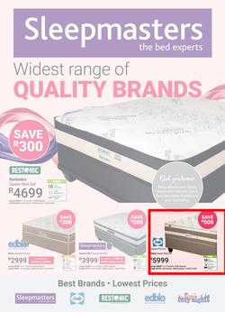 Sleepmasters : Widest Range Of Quality Brands (15 Apr - 12 May 2019), page 1
