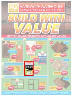 Hardware Warehouse KZN : Build With Value (25 Jul - 8 Aug 2016), page 1