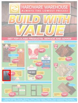 Hardware Warehouse KZN : Build With Value (25 Jul - 8 Aug 2016), page 1