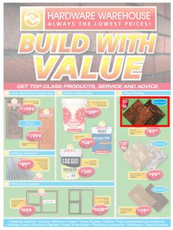 Hardware Warehouse KZN : Build With Value (25 Jul - 8 Aug 2016), page 1