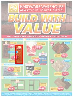 Hardware Warehouse KZN : Build With Value (25 Jul - 8 Aug 2016), page 1