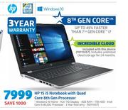 HP 15 i5 Notebook With Quad Core 8th Gen Processor