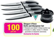 Shogun 4 Piece Knife And Sharpener Set-Per Set