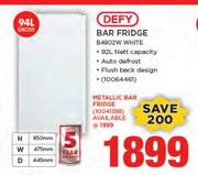 Defy 94Ltr Bar Fridge B4802W White