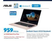 Zenbook Classic UX331 Notebook-On 10GB Data Price Plan Includes R218 WiFi Modem