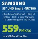 Samsung 55" UHD Smart NU7100-On A 5GB Data Price Plan