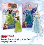 Disney Frozen Singing Anna Doll/Singing Elsa Doll-Each