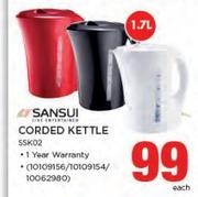 Sansui 1.7Ltr Corded Kettle SSK02-Each