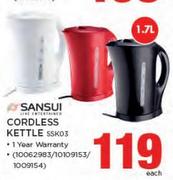 Sansui 1.7Ltr Cordless Kettle SSK03-Each