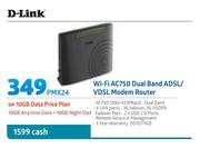 D-Link Wi-Fi AC750 Dual Band ADSL/VDSL Modern Router-On 10GB Data Price Plan