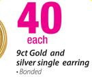 9ct Gold And Silver Single Earring Bonded-Each