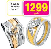 9ct Gold And Silver Trip Set-Each