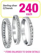 Sterling Silver CZ Bands-Each