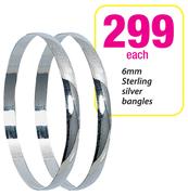 6mm Sterling Silver Bangles-Each