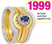 9ct Gold And Silver Sapphire Ring