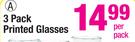 3 Pack Printed Glasses
