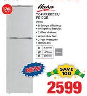 univa 176l top freezer fridge