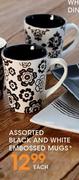 Assorted Black And White Embossed Mugs Each