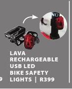 Lava Rechargeable USB LED Bike Safety Lights-Each