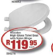Wooden High Gloss Toilet Seat With Nylon Hinges