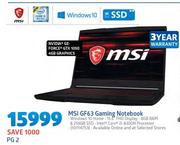 MSI GF63 Gaming Notebook