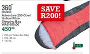 360 Degrees Adventure 250 Cowl Hollow Fibre Sleeping Bag
