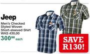 Jeep Men's Checked Styled Woven Short-Sleeved Shirt-Each