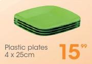 25cm Plastic Plates-4's Set